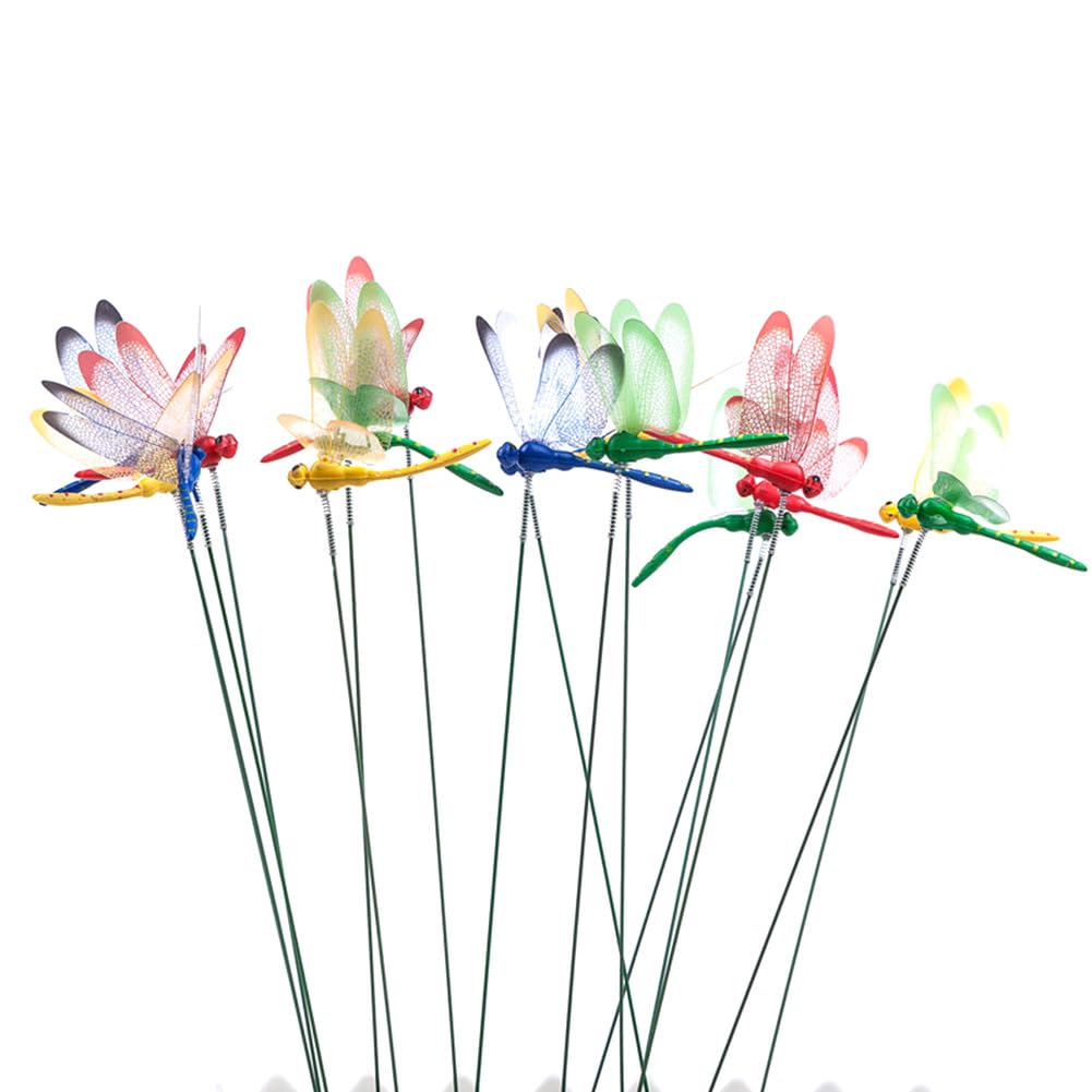 CTRLZS 24Pcs 3D Dragonfly Garden Decor Dragon Fly Garden Stakes Dragonflies Garden Ornaments Patio Decoration