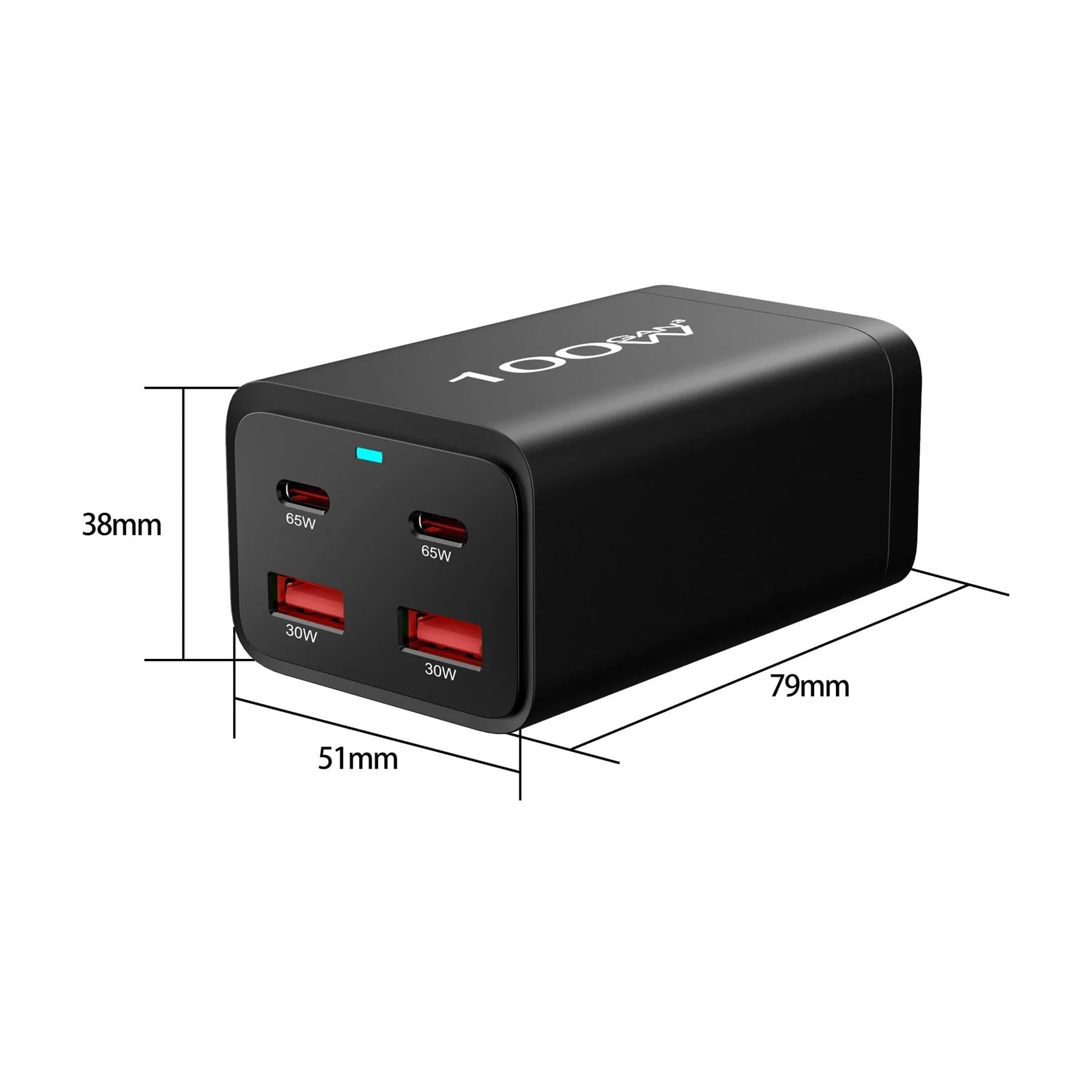 Caricatore GaN Da 100 W USB Tipo C PD A 4 Porte Rapido Tavolo Quick Charge 3.0 Tecnologia Ricarica Rapida Sicura