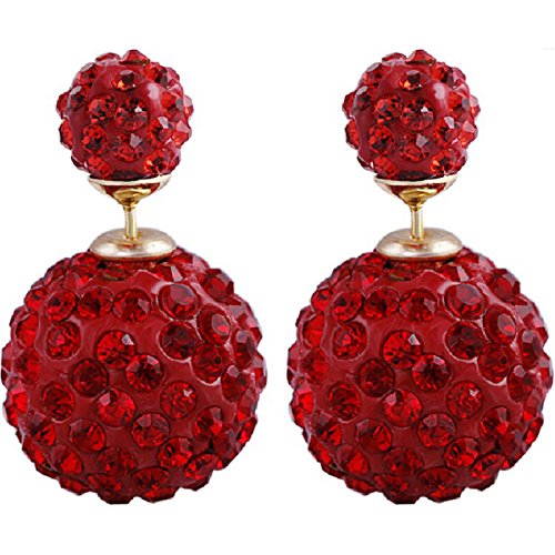 Shiny Rhinestone Double Sided Earrings, Sparkling Crystal Ball Stud Earrings, Two Side Front and Back Earrings, Tribal Pierced Earrings for Women