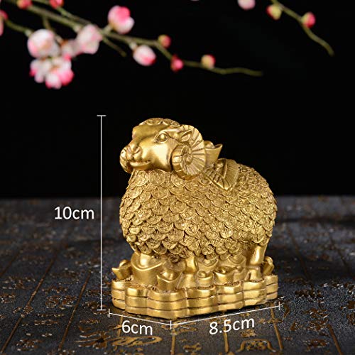 Brass Handmade Fengshui Money Sheep Statue Gold Goat Wealth Figurine Desk Decoration Zd131 #TOP1