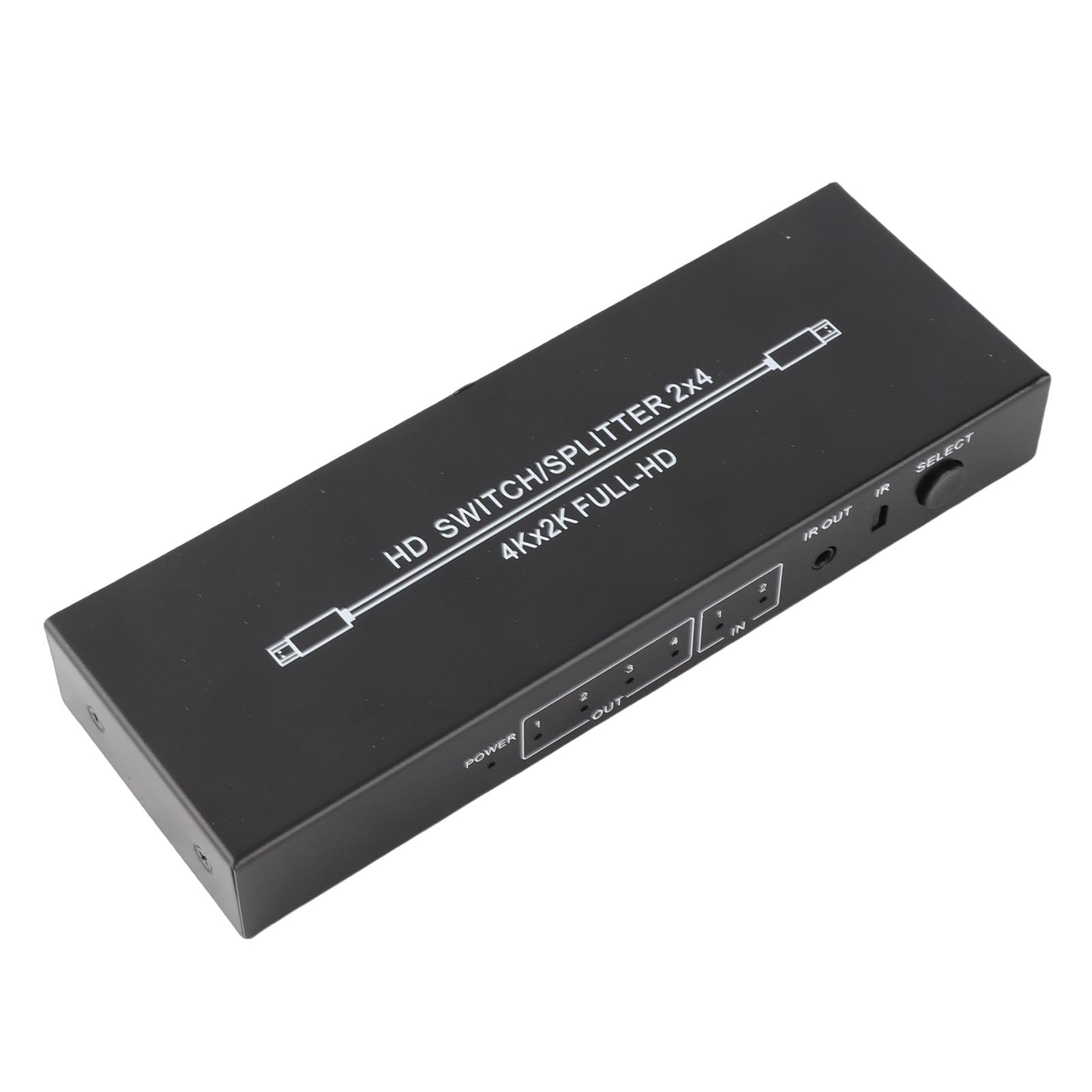Splitter HDMI 2 in 4 Uscite, Switcher 4K HD con Telecomando, Alta Risoluzione 3840 X 2160, per Laptop, Console di Gioco, Monitor, TV e Proiettori (Spina europea)