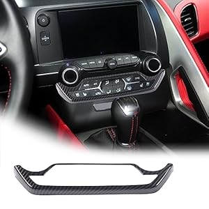 JONKOKO ABS Car Central Control Volume Mode Button Frame for Chevrolet Corvette C7 2014-2019 Air Conditioning Frame Panel Cover Trim Interior Accessories (Carbon Fiber)