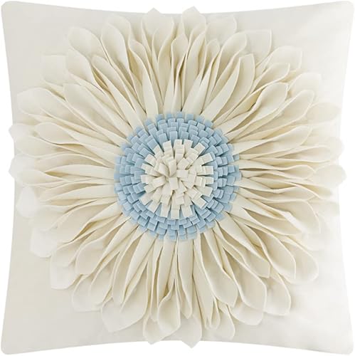 OiseauVoler Fundas de cojín decorativas con flores 3D hechas a mano, fundas de cojín para sofá, cama, sala de estar, decoración del hogar, 18 x 18