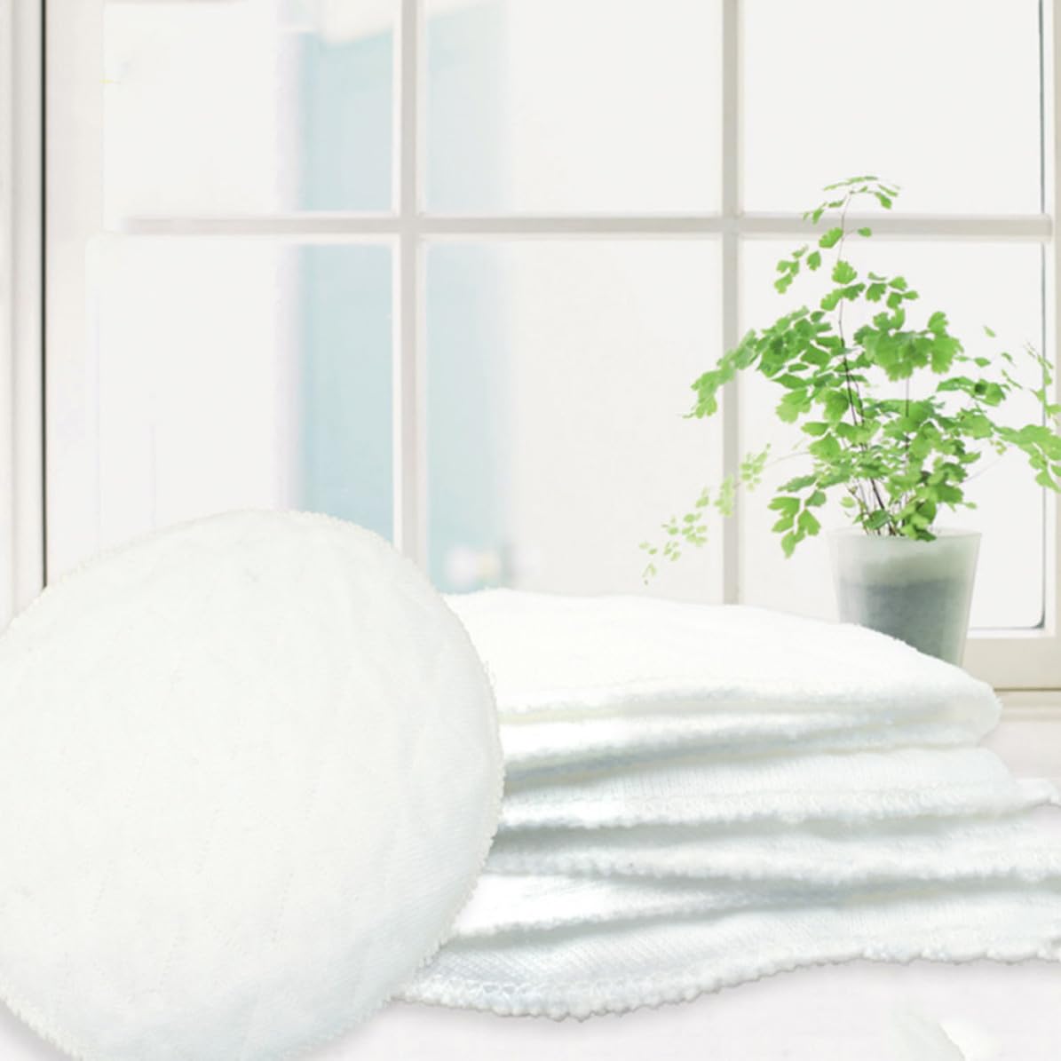 YARNOW 100 Pcs Washable Cotton Breast Pads for Nursing and Feeding, Three-Layer Anti-Leakage Design, White Breastfeeding Pads for Postpartum Mothers
