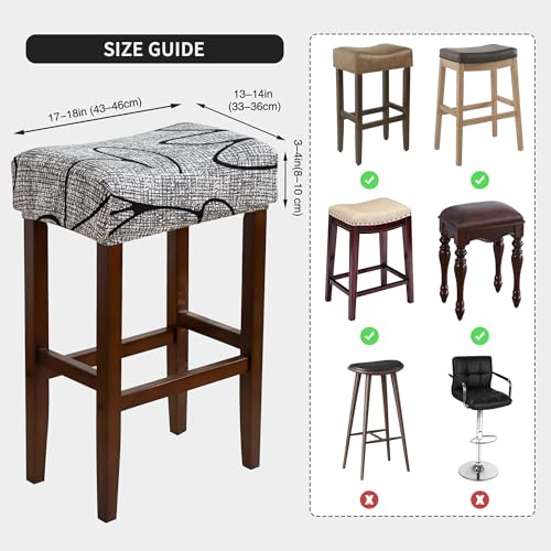 Image of Waterproof Bar Stool Covers Rectangle Set of 4 Stretchable Patterned Seat Covers for Backless Barstools Washable
