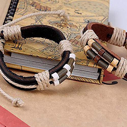 Milehouse Bracelet, Punk Unisex Braided Rope Faux Leather Handmade Bracelet Bangle Present - Brown #TOP6