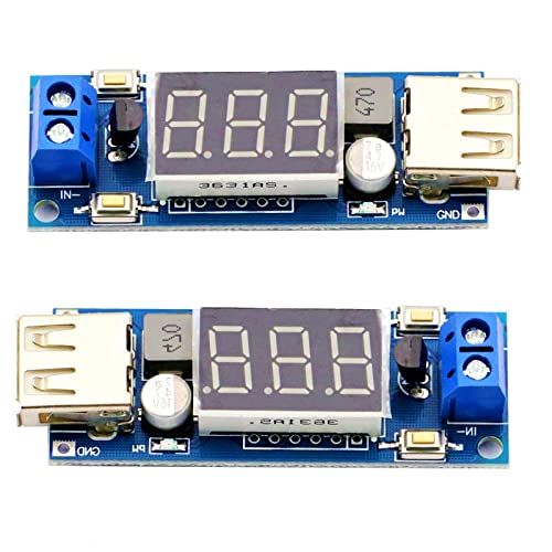 DaFuRui 2Pack DC-DC Buck Voltage Converter Module,Step Down 6.5-35V to 5V 2A Volt Transformer Stabilizer Voltage Regulator Board with USB Output