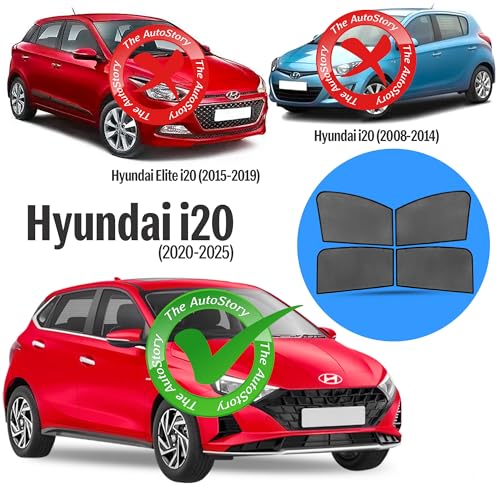Image of Autostory Custom Fit Black Mesh Car Sunshade for i20 2020-2025 | UV & Heat Protection Car Window Curtains | Privacy Car Sun Shade | Breathable Vehicle Specific Side Window Shades