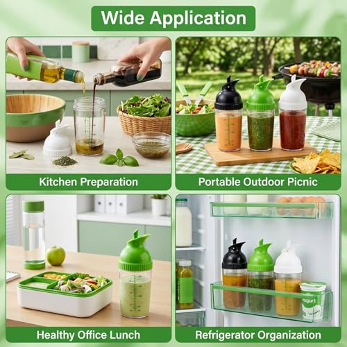 Nicunom 3 Pack Salad Dressing Shaker Container, 7 Oz Salad Dressing Mixer Bottle Mixer Dispenser, Dripless Pour, Soft Grip, BPA Free by Nicunom - Image 6