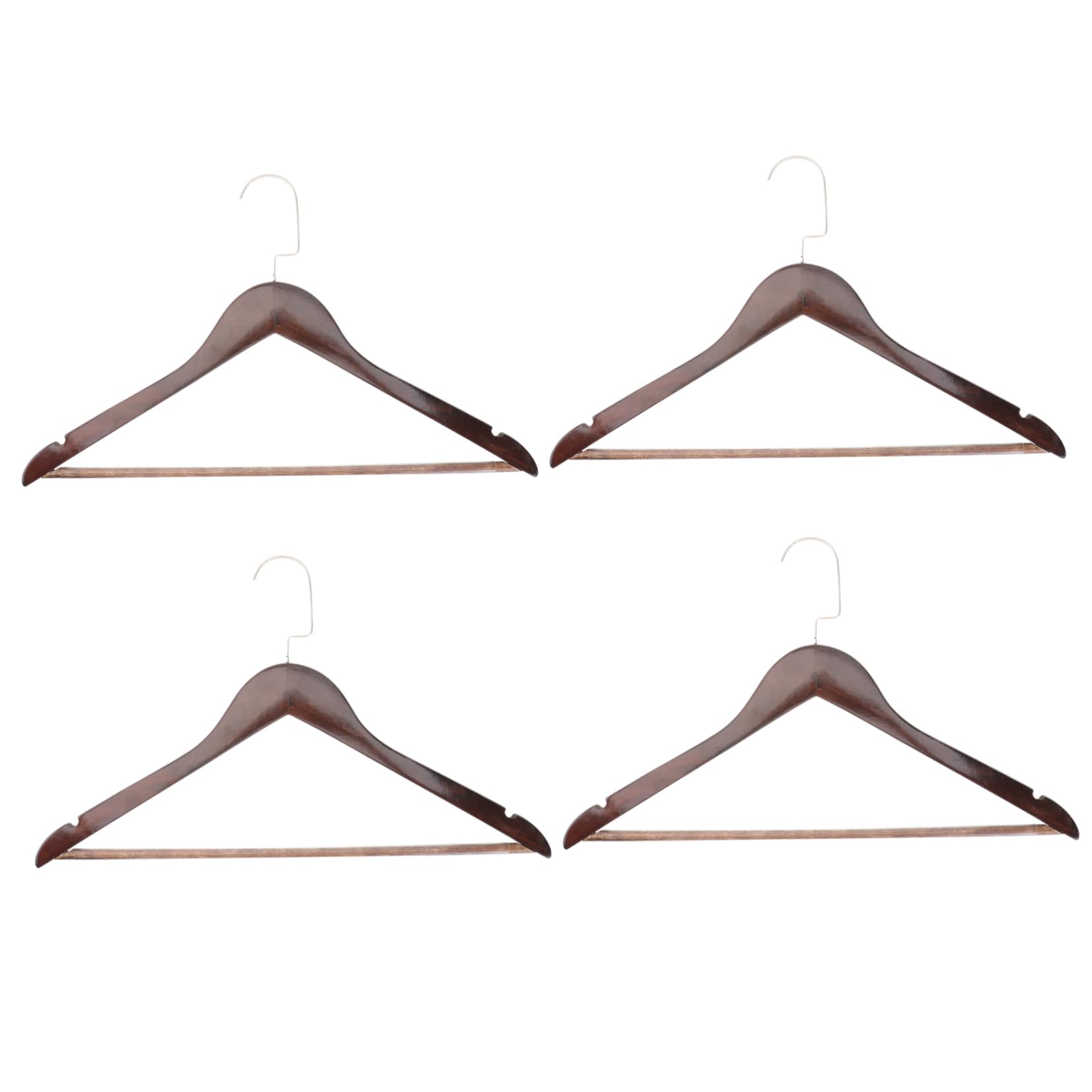 Garneck 4Pcs Solid Wood Coat Hangers Non Slip Laundry Hangers for Shirts Dresses Sweaters and Suits Design for Home Use Prevents Wrinkles and Sagging