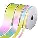 Colorful Satin Ribbons Gradient Rainbow Double face 80yd Total For Festival Wedding Party Birthday Bridal Decoration, Summer Rainbow Assorted Sizes (width 1/4", 1/2", 1", 1-1/2")
