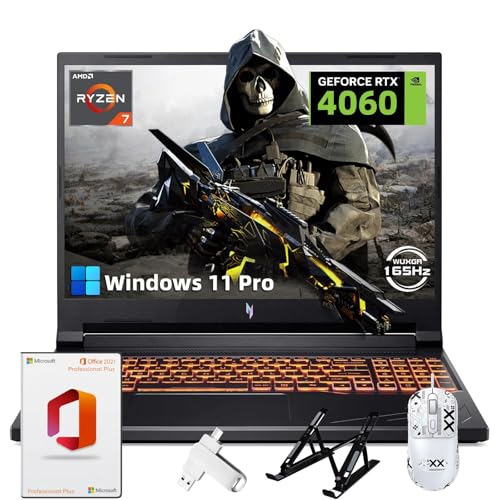 Image of acer Nitro V16 Gaming Laptop - 16 inch 165Hz WUXGA Display, AMD Ryzen 7-8845HS, NVIDIA GeForce RTX 4060, 64 GB DDR5 RAM, 2 TB SSD, Microsoft Office Lifetime & Windows 11 Pro, w /cefesfy Accessories