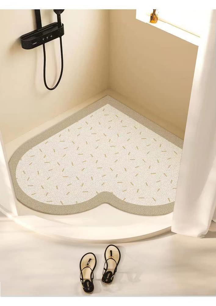 Produktbild von Anti-Rutsch-Duschmatte, Badematte, Eckduschmatte, PVC-Luffa-Badteppich, Rutschfeste Badewannenmatten Mit Drainage, Langlebiger, Atmungsaktiver Badezimmerteppich For Nassbereiche(Khaki,70x70cm