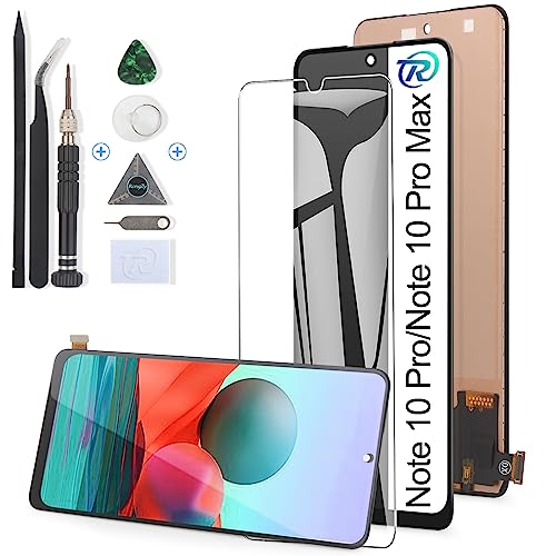 RongZy Display for Xiaomi Redmi Note 10 Pro/Note 10 Pro Max M2101K6G M2101K6I LCD Screen Replacement Digitizer Touchscreen Mounted Replacement with Tools (Black)