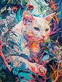 Pintar por Numeros Adultos Gato, Planta Pintar por Numeros Niños, DIY Cuadros Manualidades Adultos Kits, Paint by Numbers con Pinceles y Pinturas Acrílicas, Regalo, Decoracion Otoño, 60x90cm D-8221