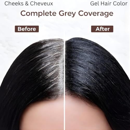 Image of Cheeks & Cheveux Fruit Vinegar Hair Color Gel Natural Brown - No Ammonia, Stain-Free, Non-Drip Formula, Long Lasting Natural Color, 100% Grey Coverage for Men & Women (120ml x 2)