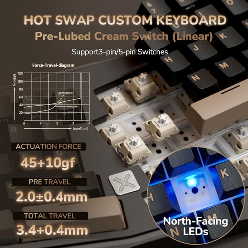 Image of RK ROYAL KLUDGE A70 Wireless Ergonomic Keyboard, Alice Split Mechanical Keyboard w /Bluetooth /2.4GHz /Wired, 65% RGB Gaming Keyboards with Knob and PBT Keycap, Gasket Hot Swappable Linear Cream Switches