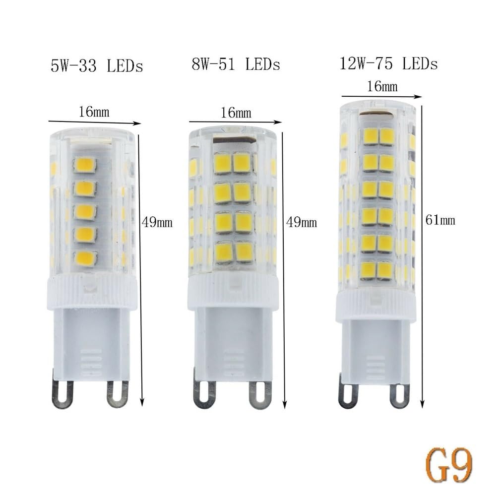 HHF Illuminazione domestica, Confezione da 30, Lampadina LED a Mais AC220V G4/G9/E14 Mini Lampada in Ceramica SMD2835 33/51/75 Lampada LED in Cristallo(Warm White,G4 51LED)