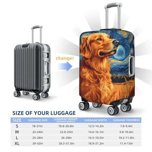 Golden Retriever Swirling Stars Elastic Travel Luggage Covers Dustproof Scratch-Resistant Suitcase Protector Fit 22-24 Inch4
