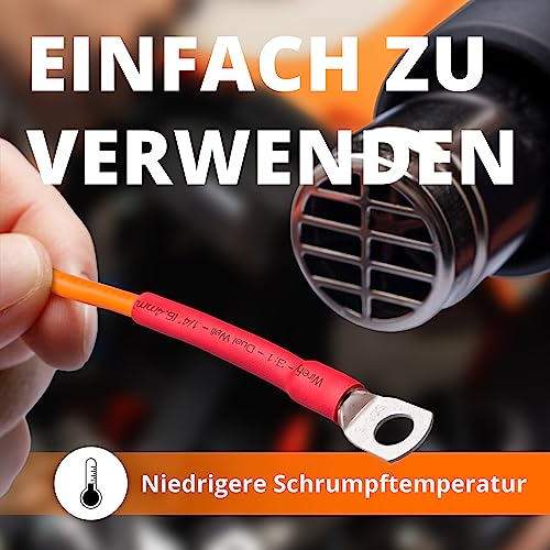 Wirefy Schrumpfschlauch Set mit Kleber - 3:1 Schrumpfverhältnis, Doppelwandiger Schrumpfschlauch Wasserdicht - Heat Shrink Tube Schwarz Rot Weiß Transparent Blau - 275 Stück