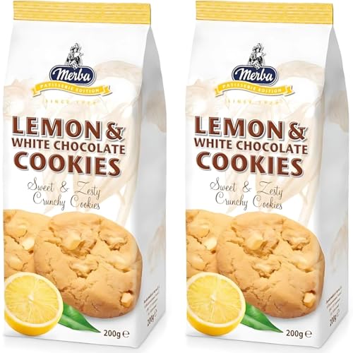 Cookies Biscoito Limão e Chocolate Branco Doce Sobremesa MERBA Importado Holanda - 200g Cada - 2Un.