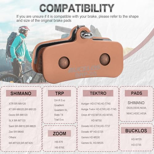 image for BUCKLOS Bike Disc Brake Pads - Bicycle Disk 4 Piston Pads for Shimano 