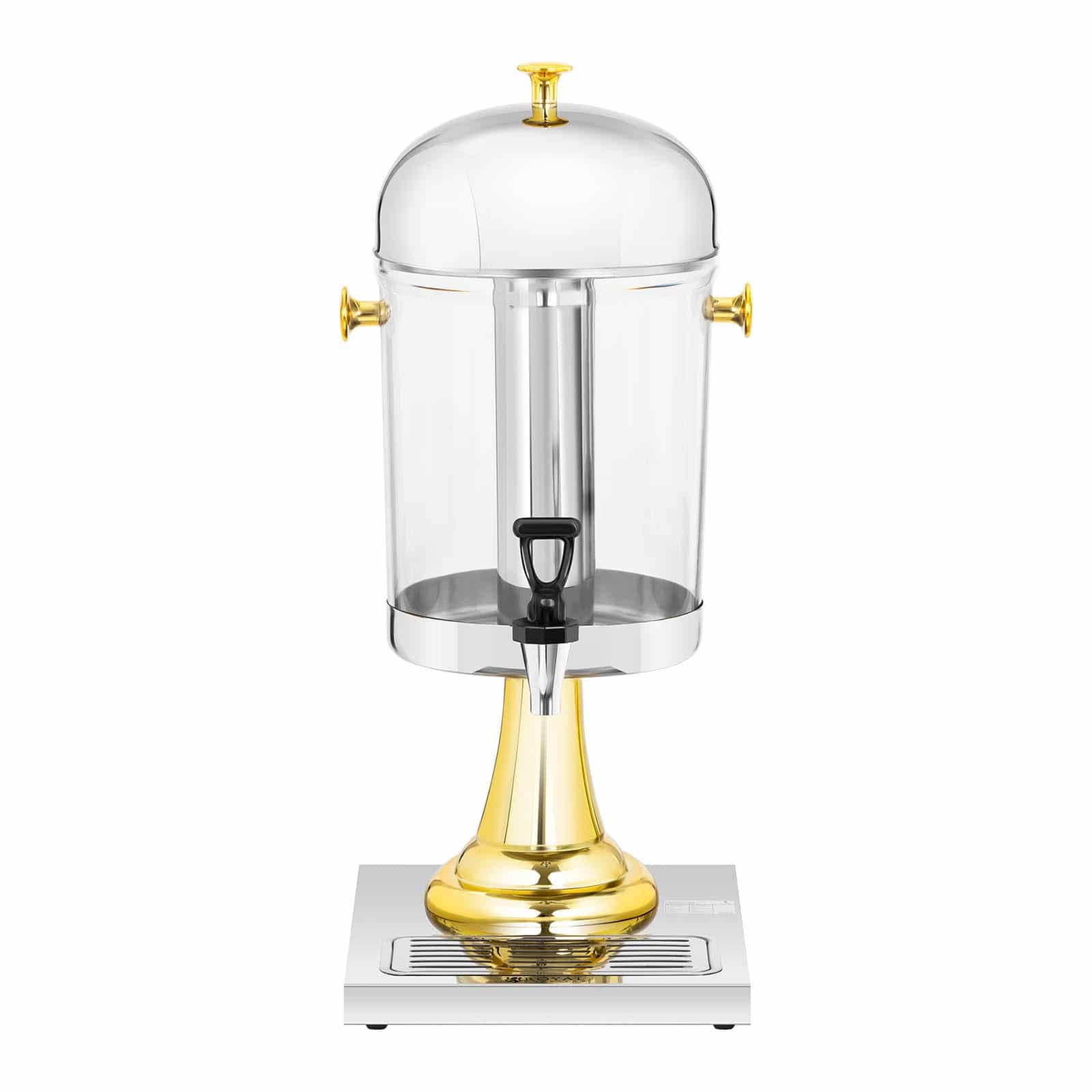 Royal Catering RCSD-1G Saftspender 8 L Kühlsystem 1 Behälter Ø 22 cm Getränkespender mit Zapfhahn Retrodesign Tropfschale