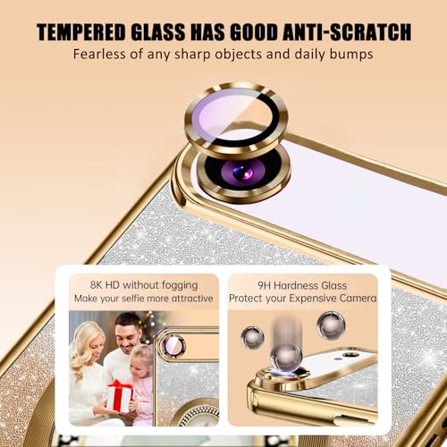 Image of Misscase for iPhone Air Magnetic Glitter Case Compatible with MagSafe,Full Protection Slim Shockproof Case with Camera Lens Protector Plating Bling Cover Case for iPhone 17 Air 6.5 inch Gold