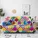 Sofabezug Buntes Mosaik Sofa überzug Stretch Sofaüberwurf Elasthan Universal Couch überzug Moderne Anti-Haar Sofa Cover Einstellbar überwurf Sofa Antirutsch Sofaschoner 3 Sitzer