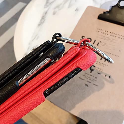 Housse de luxe en cuir PU rouge avec fermeture éclair pour iPhone XS Max