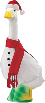 23 Inch Porch Goose Outfit, Seasonal Holiday Decor for Lawn Statues, Halloween Thanksgiving Christmas Goose Clothes Outdoor Costume for Plastic Garden Geese Christmas Goose, One Size