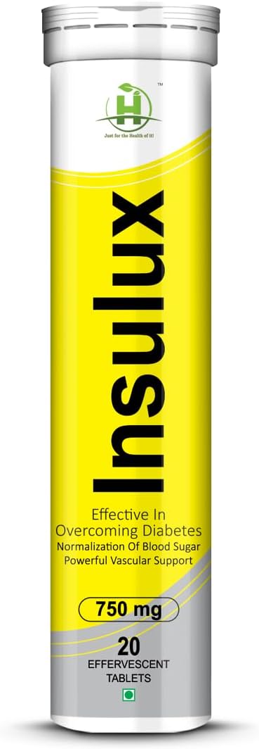 Healthy Nutrition - Just for the Health of it Herbal Insulux, Improve Endocrine & Support Blood Sugar level with Gymnema Sylvestre - 750mg,20 Effervescent Tablets