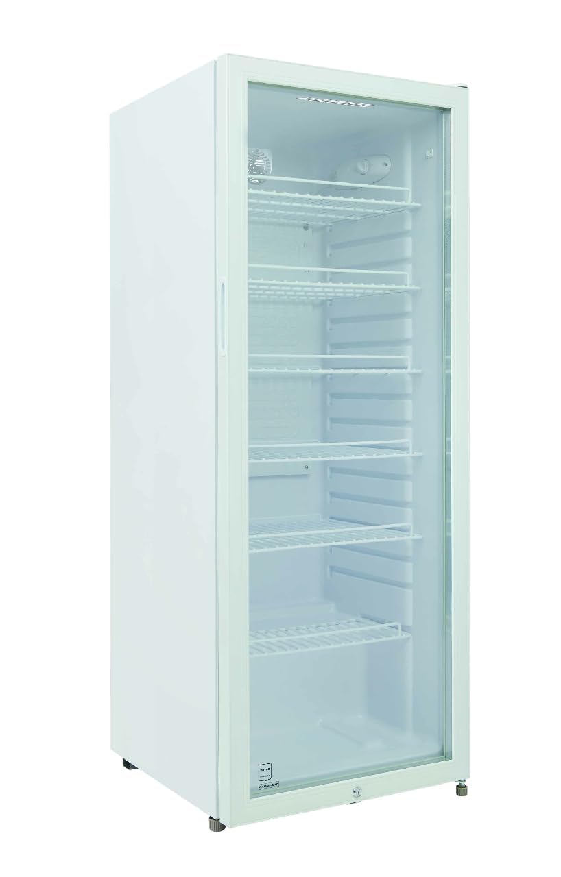 METRO Professional Frigorífico GSC4240, nevera vertical con puerta de cristal, 239 L, negro, 110 W, iluminación LED, 6 estantes ajustables, gastronomía, bar, restaurant, tiendas (Blanco)