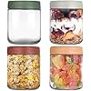 YUEYEE Overnight Oats Jar, 4 Pack 500 ml Glass Jars with Screw lids,Overnight Oats Container,Yogurt Pot for Homemade Oatmeal Salad Jam Pudding Chutney,Reusable Meal Prepare Glass Jar