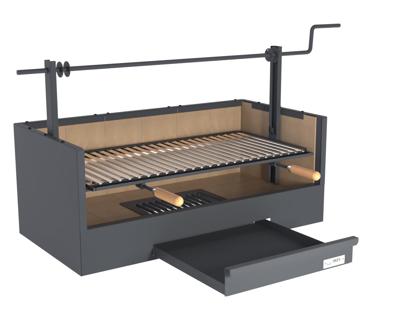 Imex El Zorro – Cajón Barbacoa con Ladrillo Refractario | 90x48x65 cm | Estructura Robusta de Acero y Alta Retención de Calor | Ideal para Barbacoas de Carbón y Leña en Exteriores