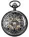 AMPM24 Steampunk Black Copper Case Skeleton Mechanical Pocket Watch Fob WPK167