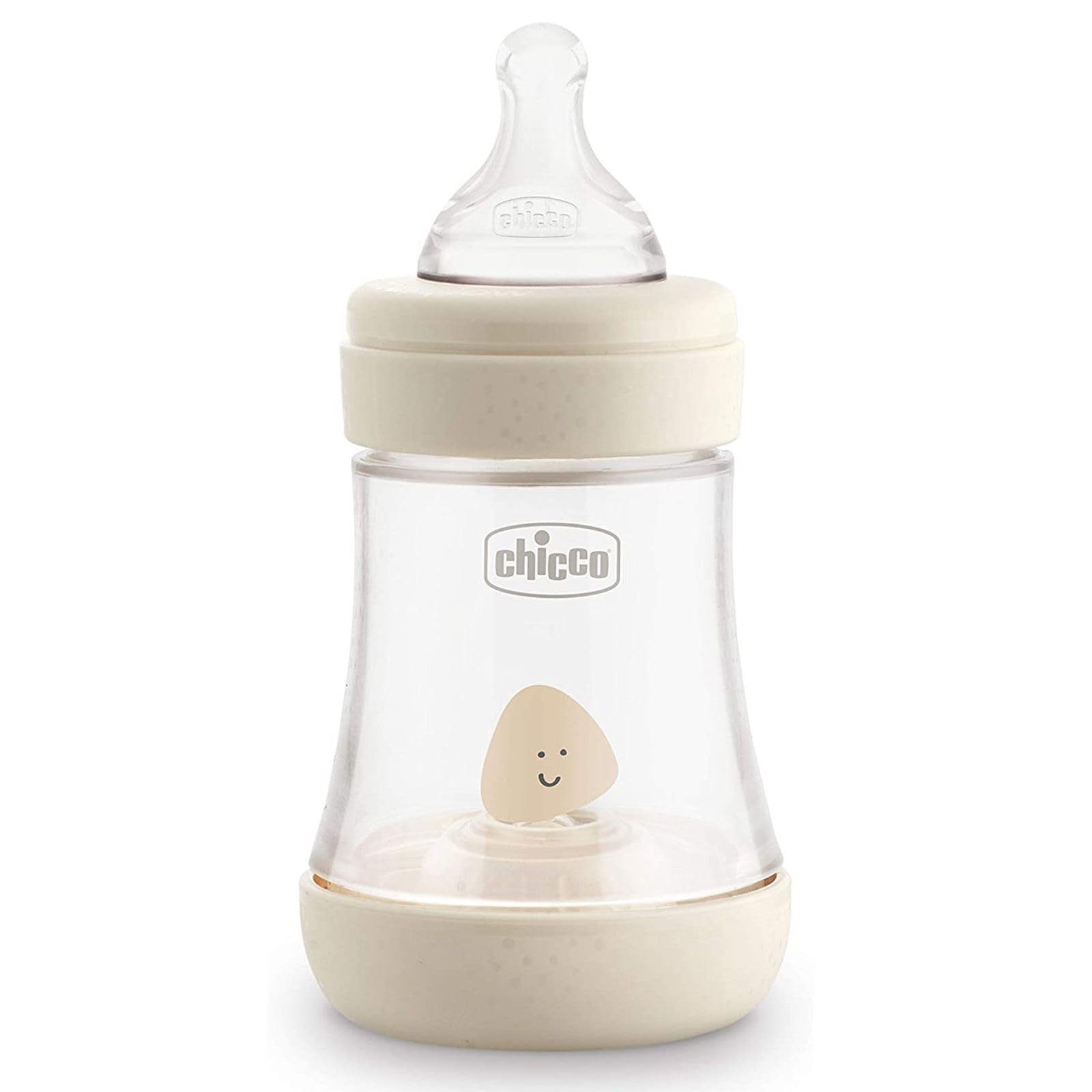 Chicco PERFECT 5 Biberon Anticolica 150 ml, Biberon Flusso Lento 0 Mesi+ con Tettarella in Morbido Silicone e Ciuccio in Silicone 0-2 Mesi incluso al suo interno, Idea regalo