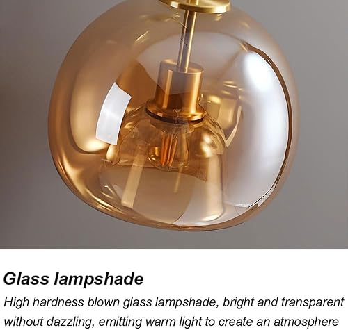 Miniatura 4 de Lámpara de techo con forma de globo nórdico de mediados de siglo, semiempotrada, lámpara de techo de vidrio gris ahumado ámbar, lámpara de techo