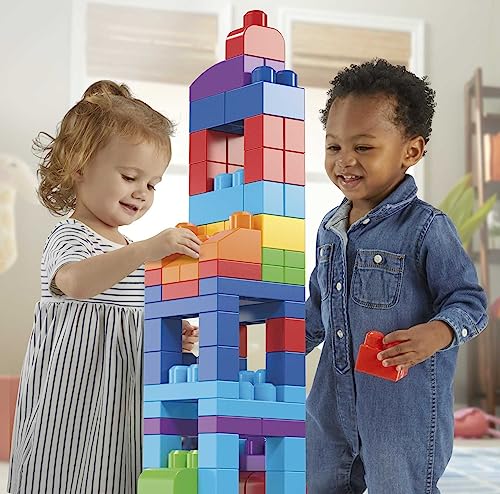 Mega Bloks Fisher-Price Toddler Block Toys, Big Building Bag With 80 Pieces And Storage Bag, Blue, Gift Ideas For Kids Age 1+ Years #TOP1