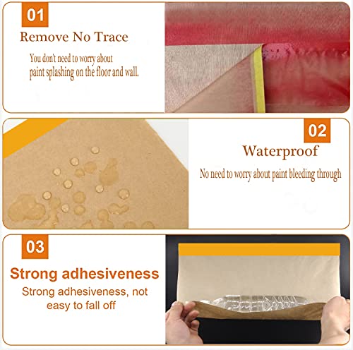 Pre-Taped Paint Masking Paper And Masking Tape Sets,3 Rolls 22Inch-50Feet Painters Paper And 2 Rolls Painters Tape, Automotive Paint Paper, Tape And Drape Waterproof For Painting Protection Covering #TOP6