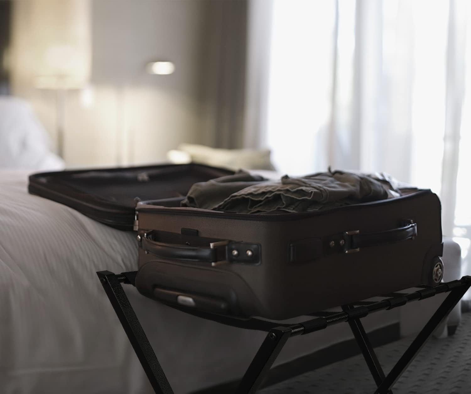 Fully Assembled Luggage Rack with Shelf for Suitcase for Bedroom (1 pack)