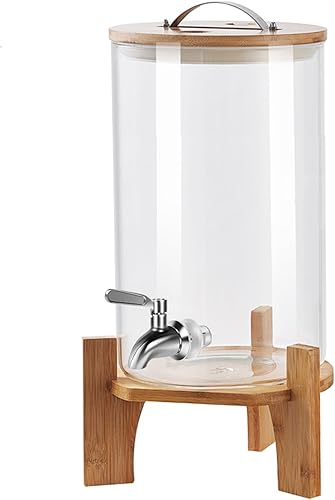 Dispensador de bebidas, dispensador de bebidas de vidrio de 2.1 galones con soporte, dispensador de agua de vidrio con espita, dispensadores de