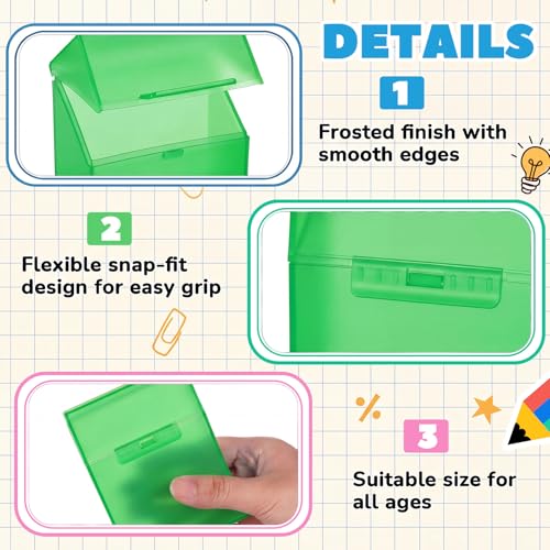 Image of Clabby 12 Pcs Clear Plastic Crayon Boxes Hold 24 Count, Green | Organizer Box, Case, Colorful, Portable Storage Holder with Snap Lid, for Kids Boys Girls School Classroom Home Art Supply