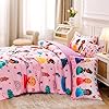 GRAT TIOC 6 Pieces Pink Princess Comforter Set for Girls Twin,Bed in A Bag Princess Bedding Set for Girl Kids (1 Comforter,1 Flat Sheet,1 Fitted Sheet,2 Pillowcases and 1 Cushion Cover) #3