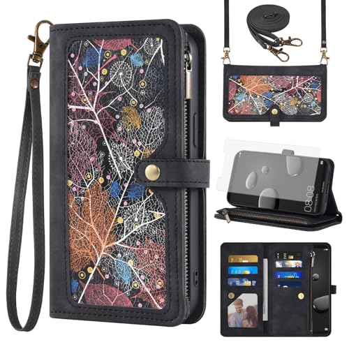 Coque Huawei Mate 10 Pro avec cordon et verre trempé étui portefeuille cuir noir