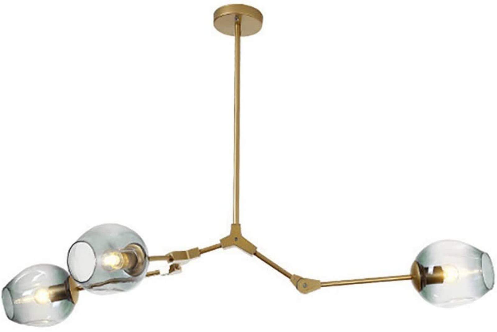 KXEcoLife Chandelier Ceiling Light Modern E27 Mid Century Handblown Glass Lamp For Dining Room Kitchen Branches During Lighting-Gradient blue 3 head Home Decor