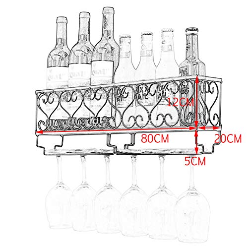 Casier à vin mural en fer avec support pour verres à champagne
