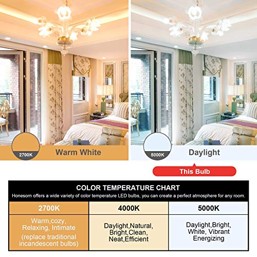 Honesorn Bathroom Light Bulbs E26 Base, 40 Watt Equivalent, 5000K Daylight, Vanity Led Globe Light Bulbs For Bathroom, G25 Round Light Bulbs For Vanity Mirror, Cri85+ 500Lm, 120V, Non-Dimmable, 4 Pack #TOP2