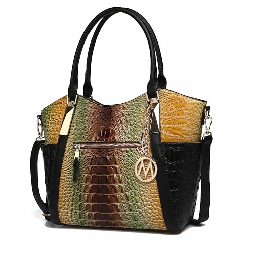 MKF Collection Bolsa de ombro feminina de couro vegano – Bolsa com alça superior, bolsa feminina da Mia K, multicor, 15” W x 11” H x 5 ”D
