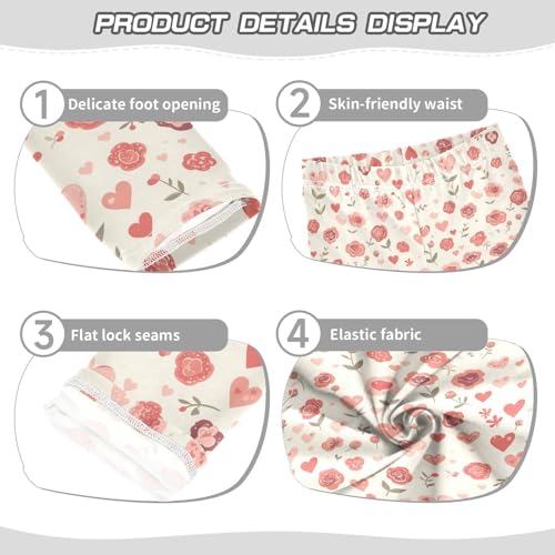 KLL Seamless Pattern Red Roses Girls Basic Leggings Comfortable High Waisted Leg Yoga Pants Sports3